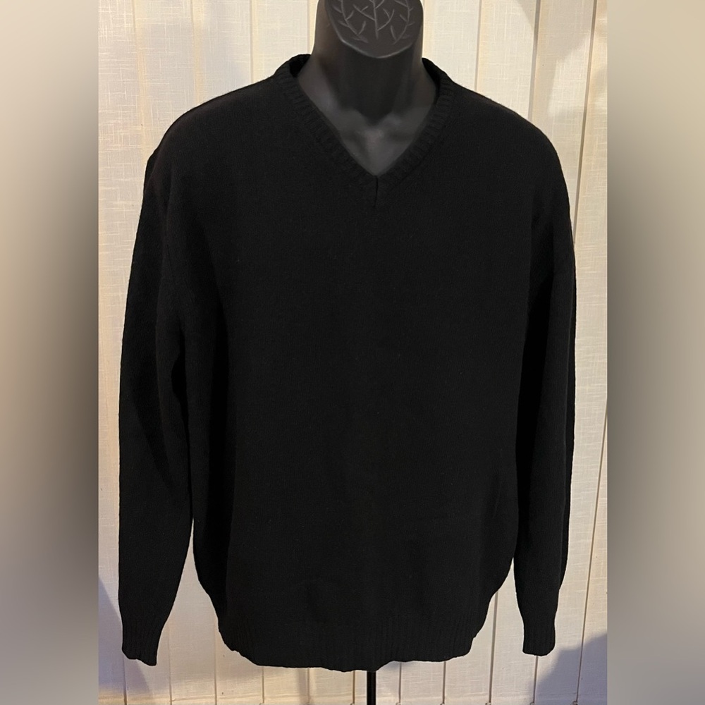 Men’s Amherst & Brock Black Lambswool Pullover Sweater Sz XXL 2XL EUC